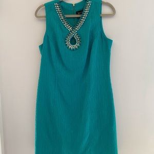 Laundry by Shelli Segal Teal Dress w/ bead detail